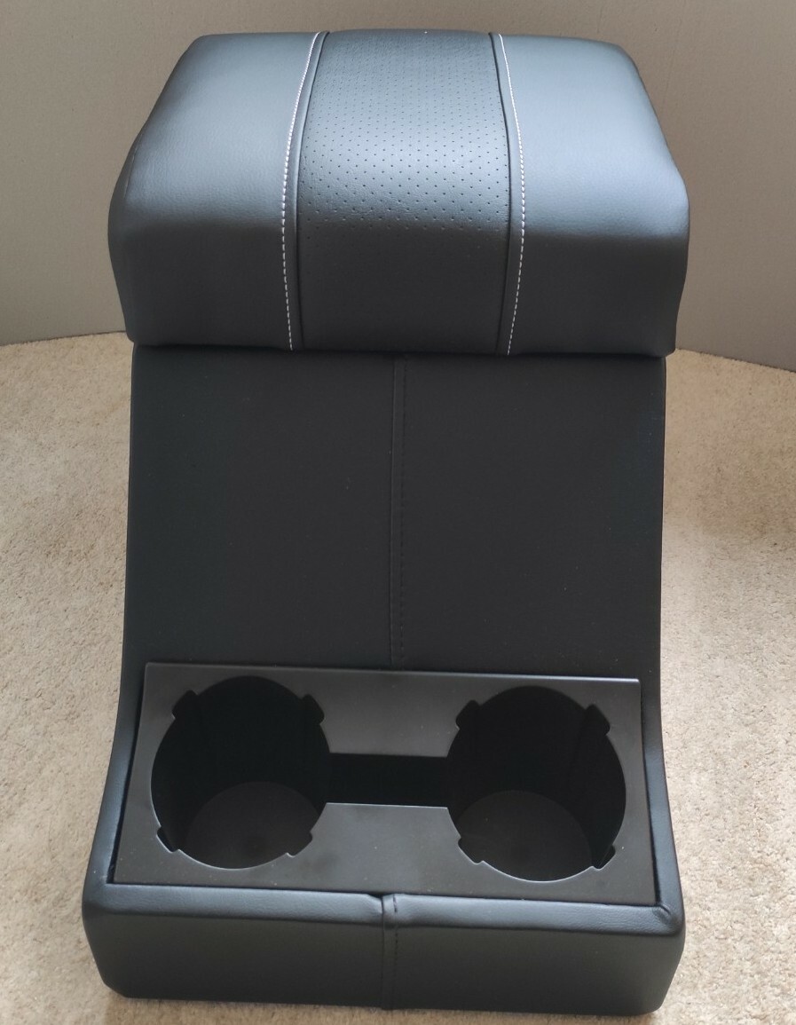 Cubby Box Lid, Land Rover Defender 90 / 110, Black perforated with White stitch