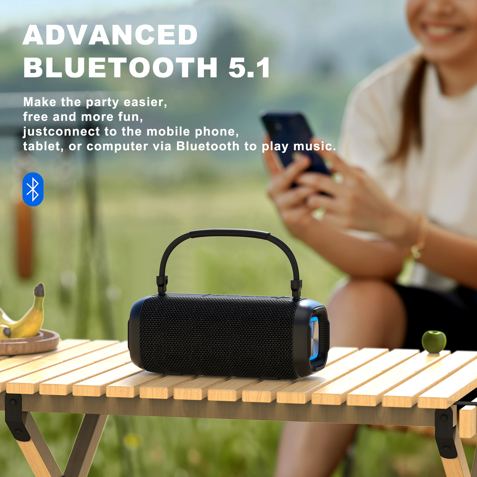 Karaoke Bluetooth Speaker Portable Waterproof Speaker with a Wireless Microphone