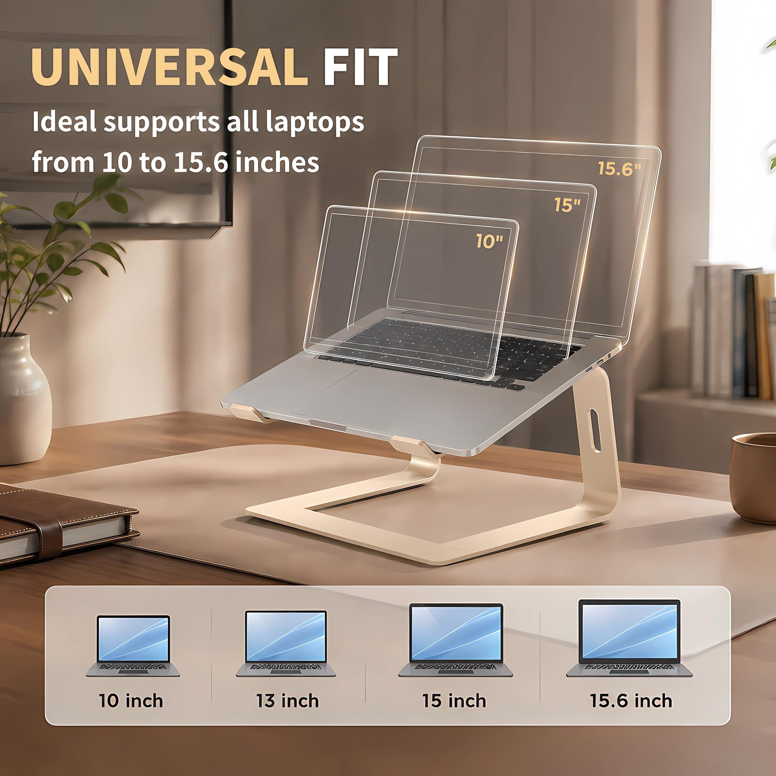 Ergonomic Laptop Stand, Premium 5mm Aluminum Riser for 10-15.6 Inch Notebook ...