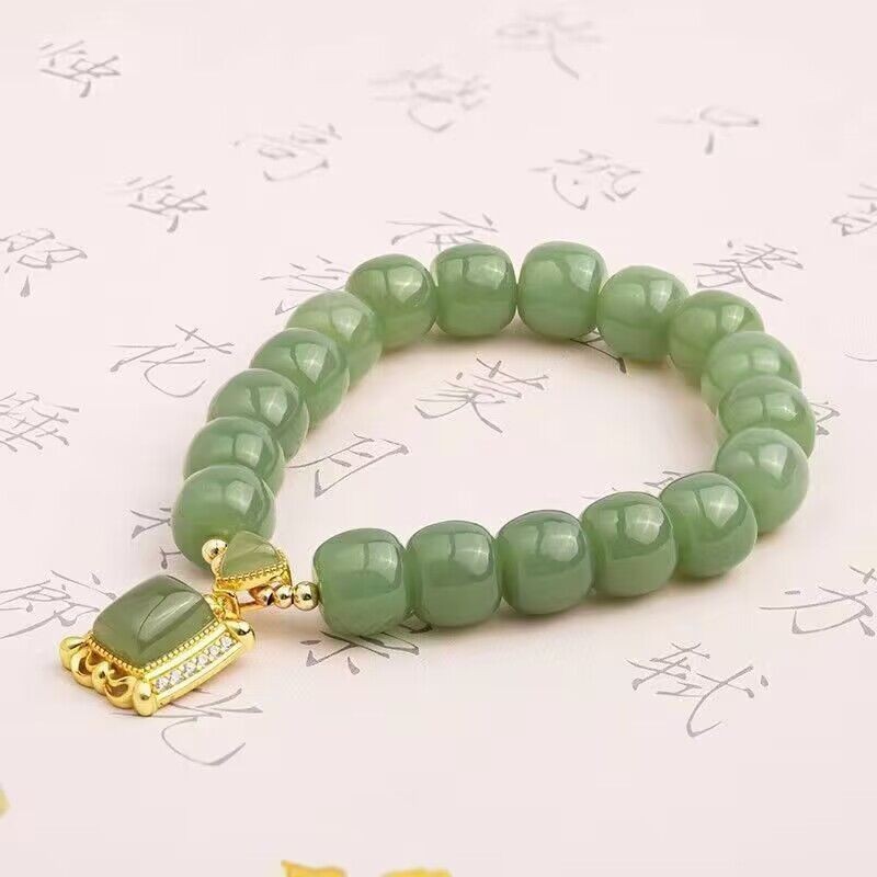 Retro Imitation Jade Pendant Beaded Bracelet New Women Elegant Jewelry Fashion