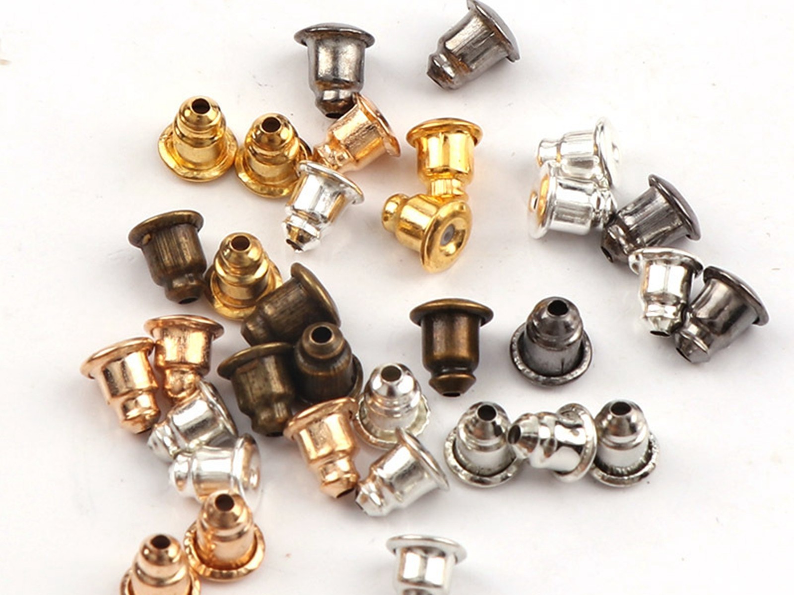400Pcs Earring Bullet Plug Backs Stoppers Ear Post Nuts Earring Making Findings