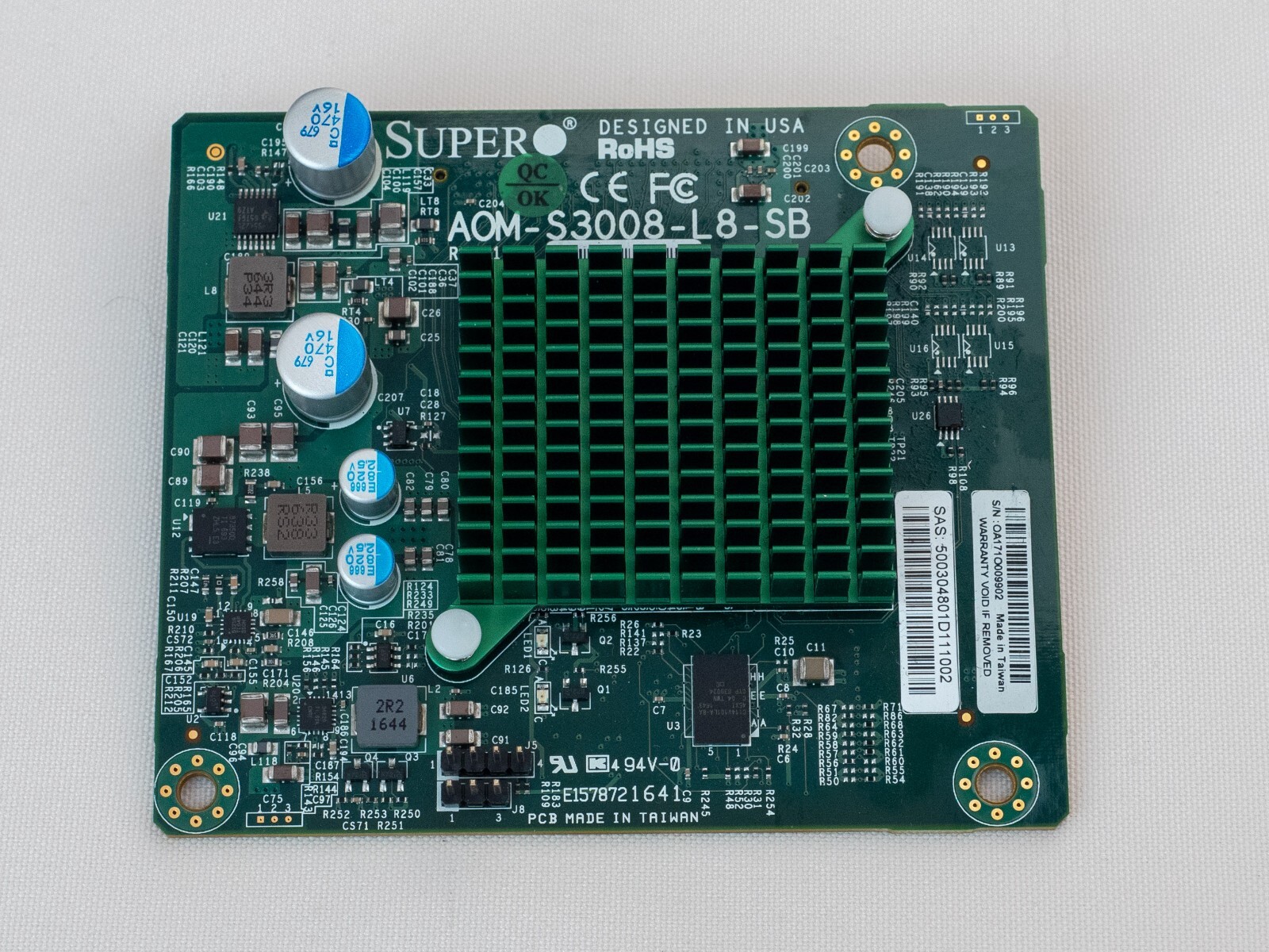 Supermicro AOM-S3008-L8-SB Broadcom 3008 12Gb/s SAS RAID HBA Mezzanine Card
