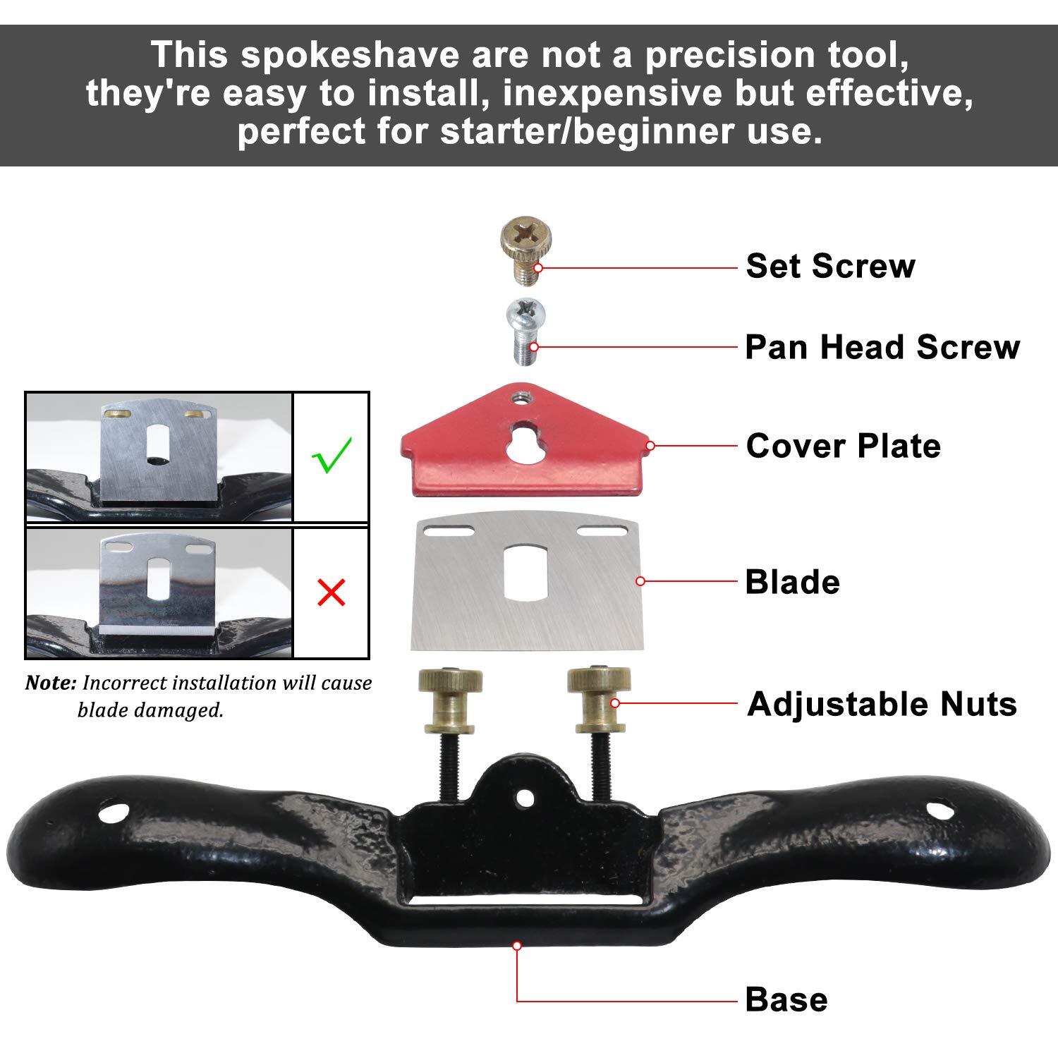 2pcs 9" 10" Adjustable Spokeshave With Replacement Blades And 4way Rasp File Man