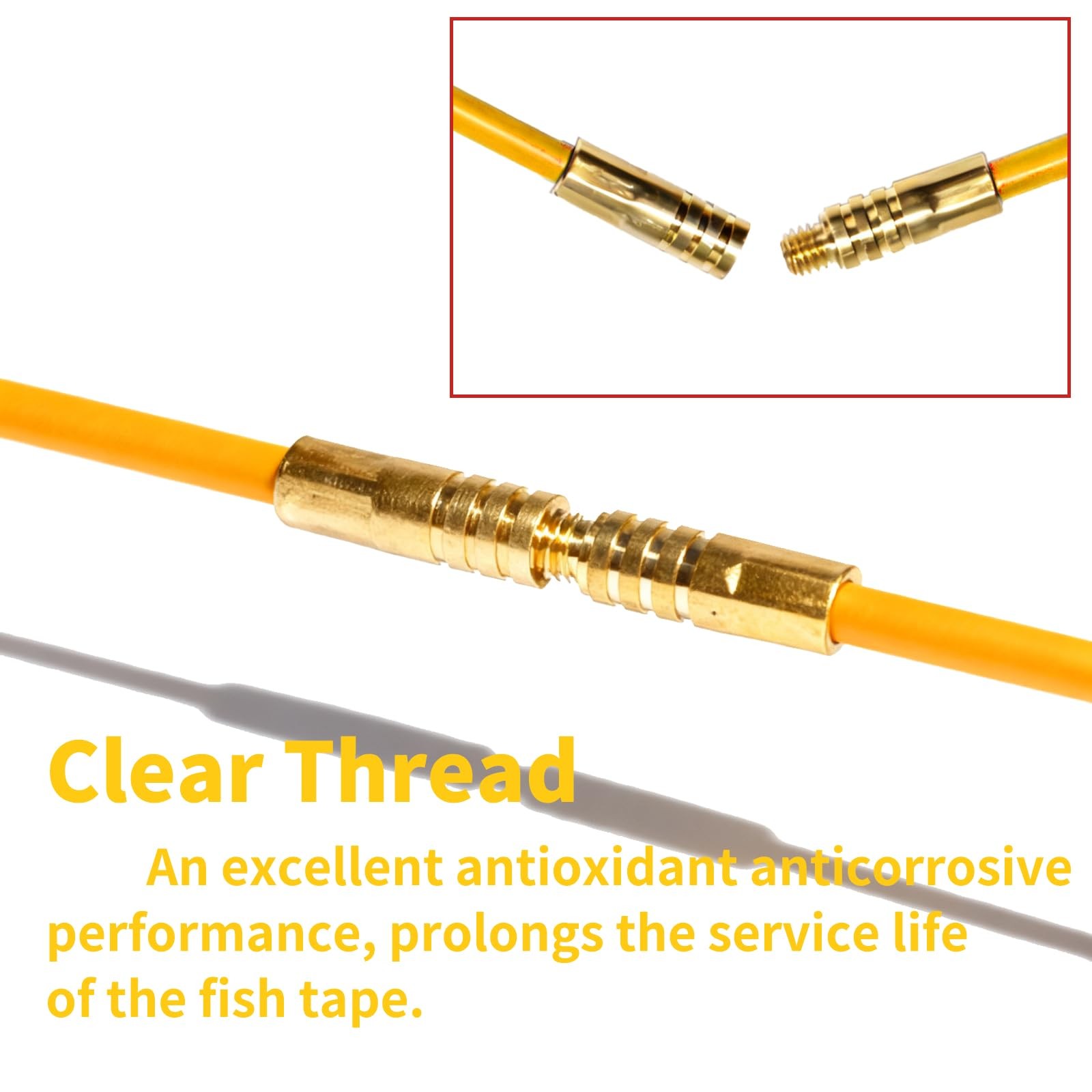 11FT Fiberglass Running Electrical Wire Cable Glow Rods Pulling, yellow