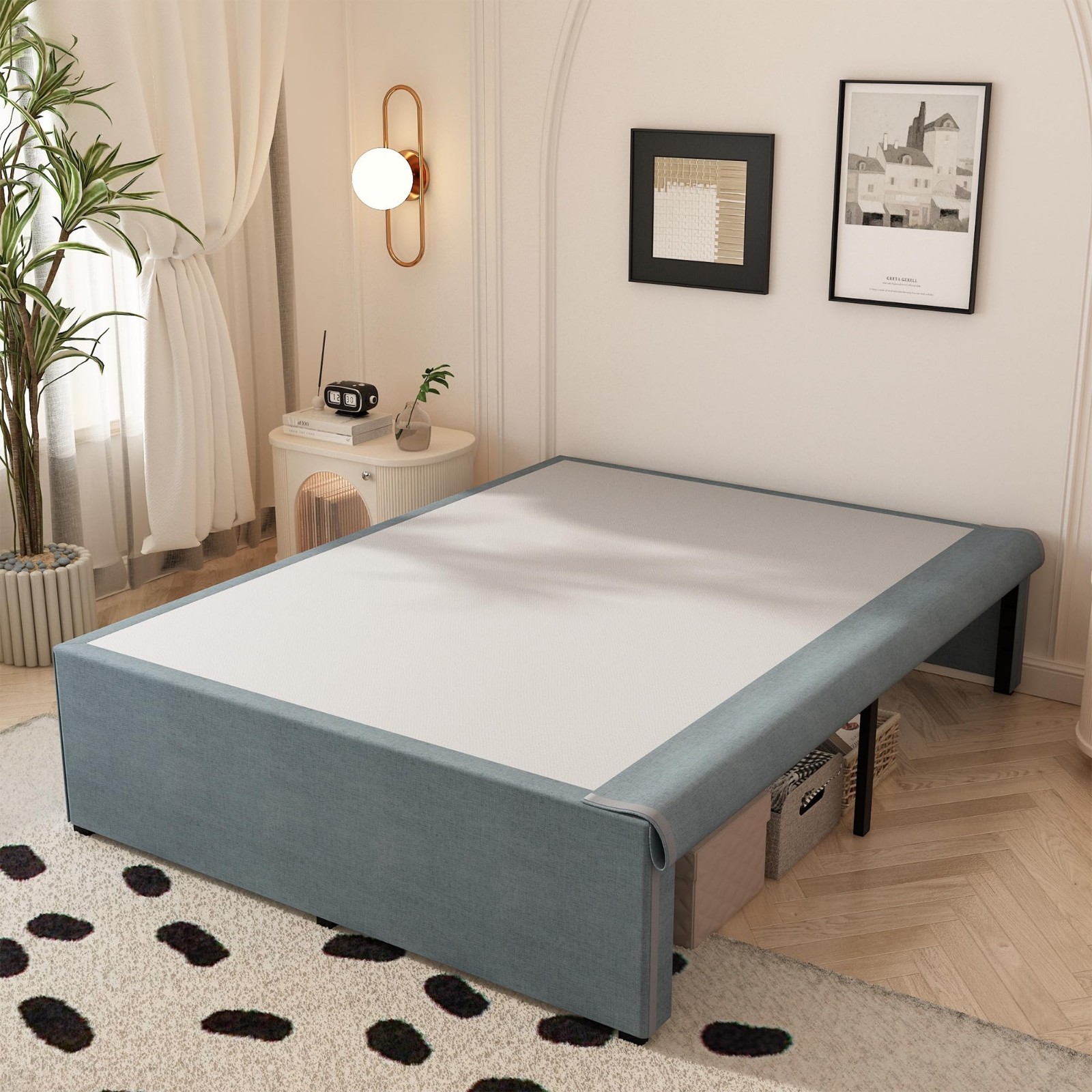 Bed Frame 18 Inch King 3000 lb Heavy Duty Black Maenizi MN40B-18K Fabric Cover