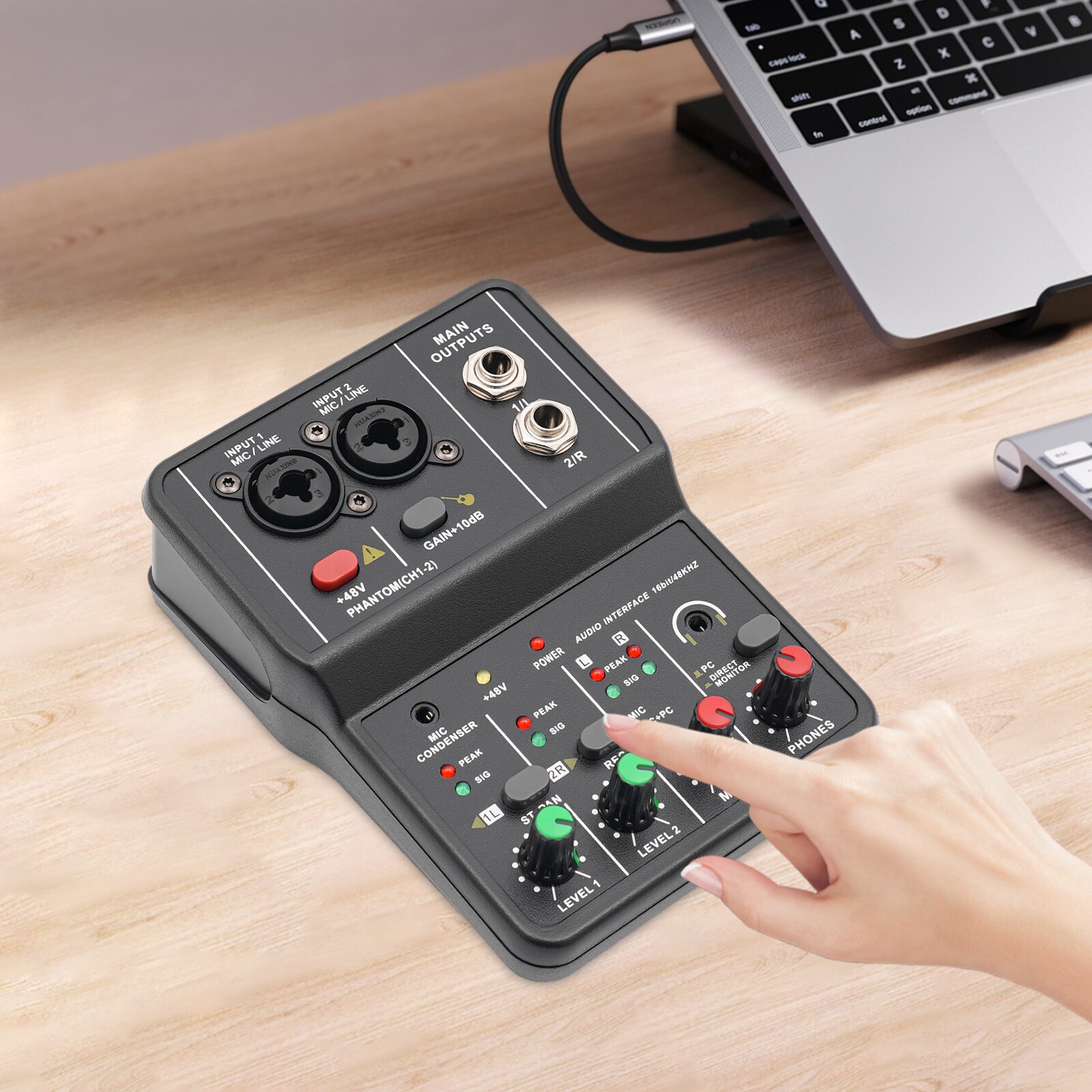 4-Channel DJ Mini Audio DJ Mixer Console Professional Controller Sound Mixer 48V