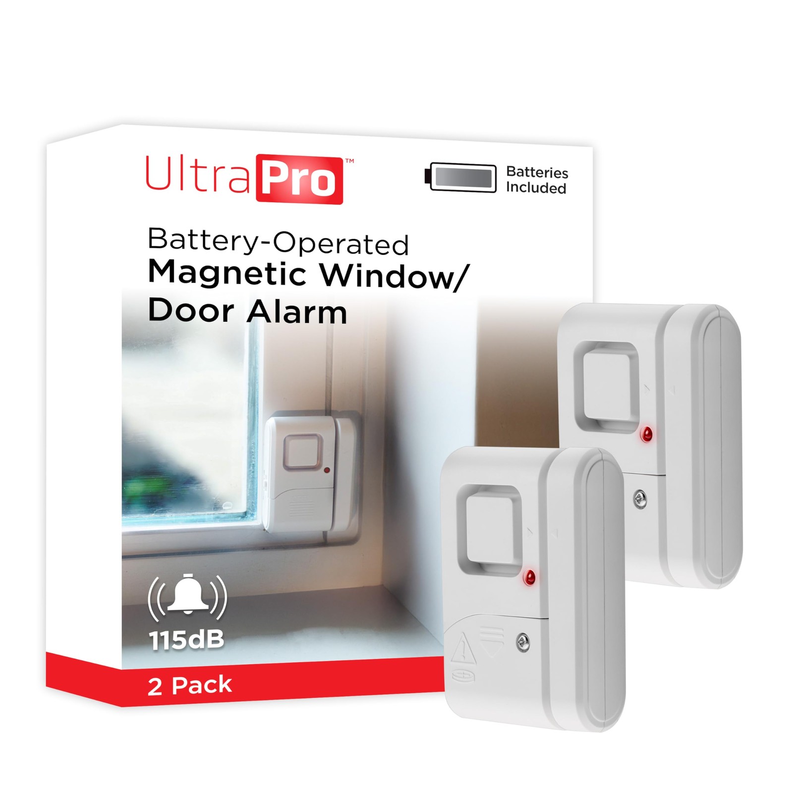 Magnetic Window and Door Alarm (2-Pack) 2 Pack, White