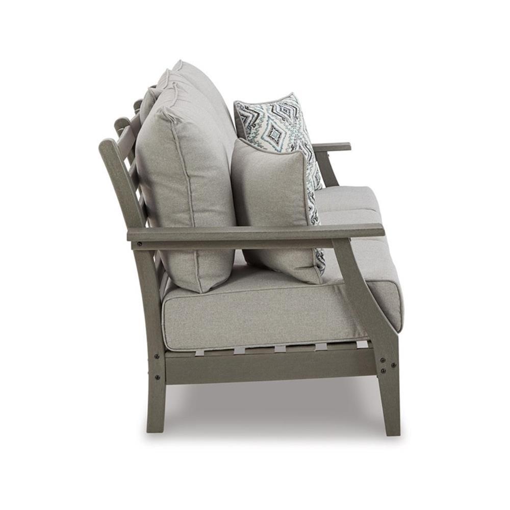 Signature Design by Ashley Visola Outdoor Fabric Sofa with Cushion in Gray