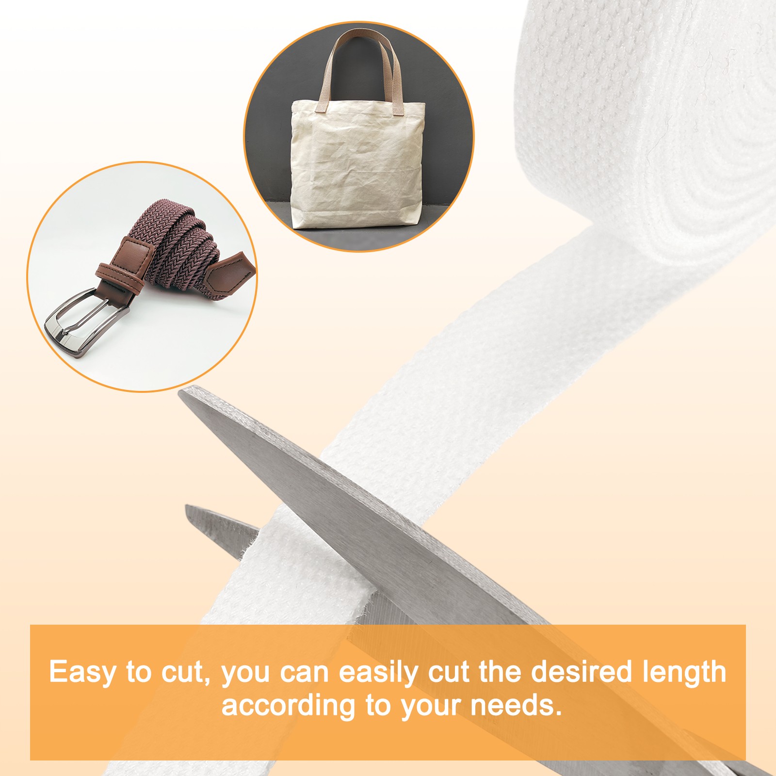 Cotton Webbing 0.8 Inch 11 Yard Polyester Cotton Webbing Strap, White
