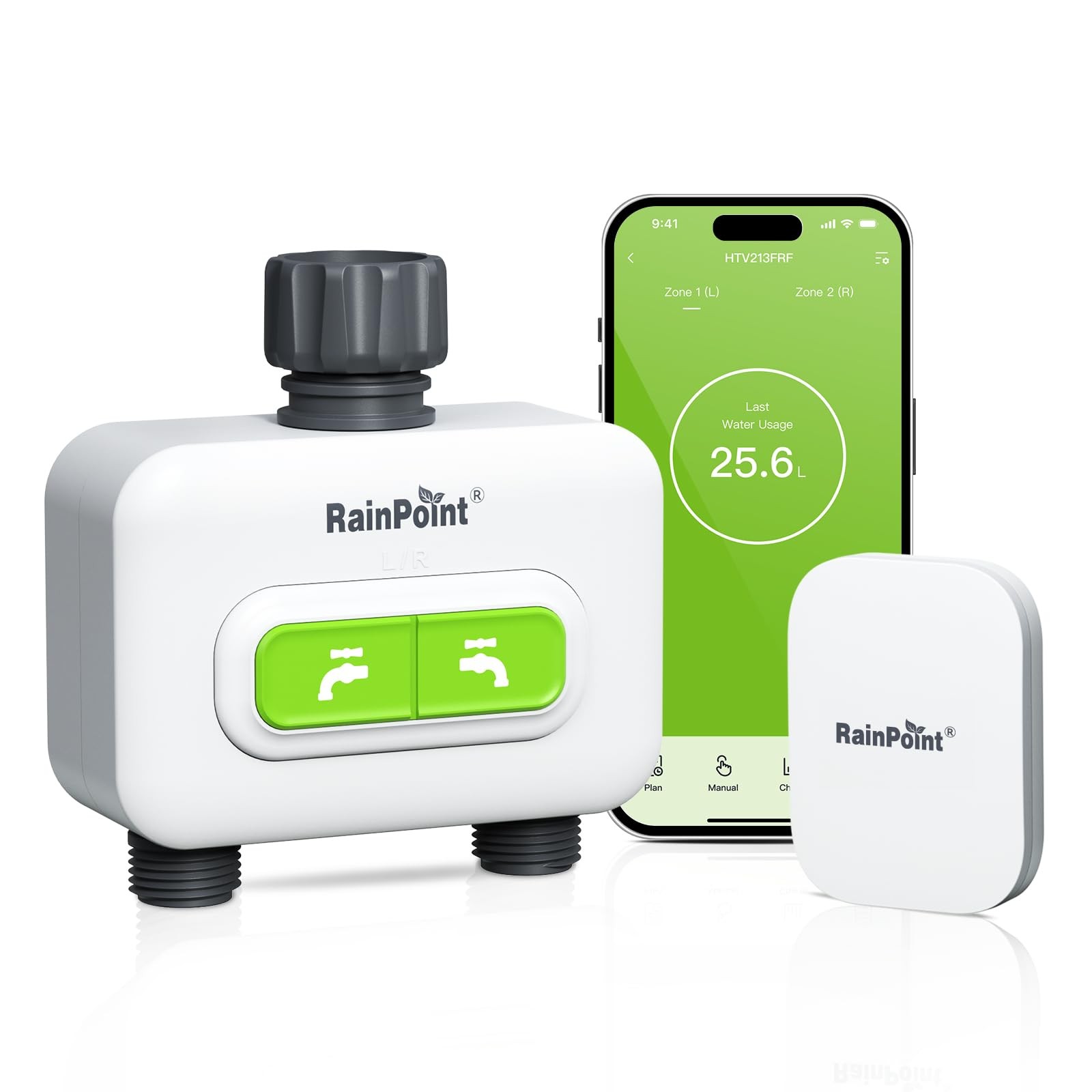 RainPoint 2-zone Wireless Smart Water Timer with Hub for Outdoor Irrigation
