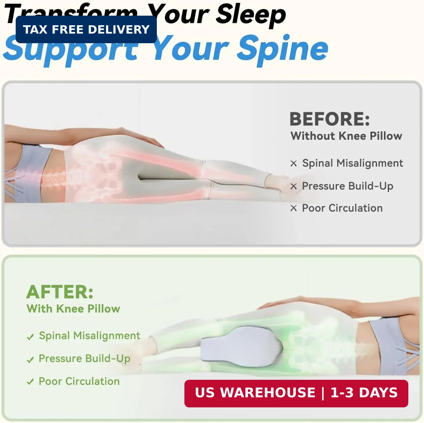 Knee Pillow for Side Sleepers,Leg Pillows for Sciatica,Knees,Hips,Joints Between