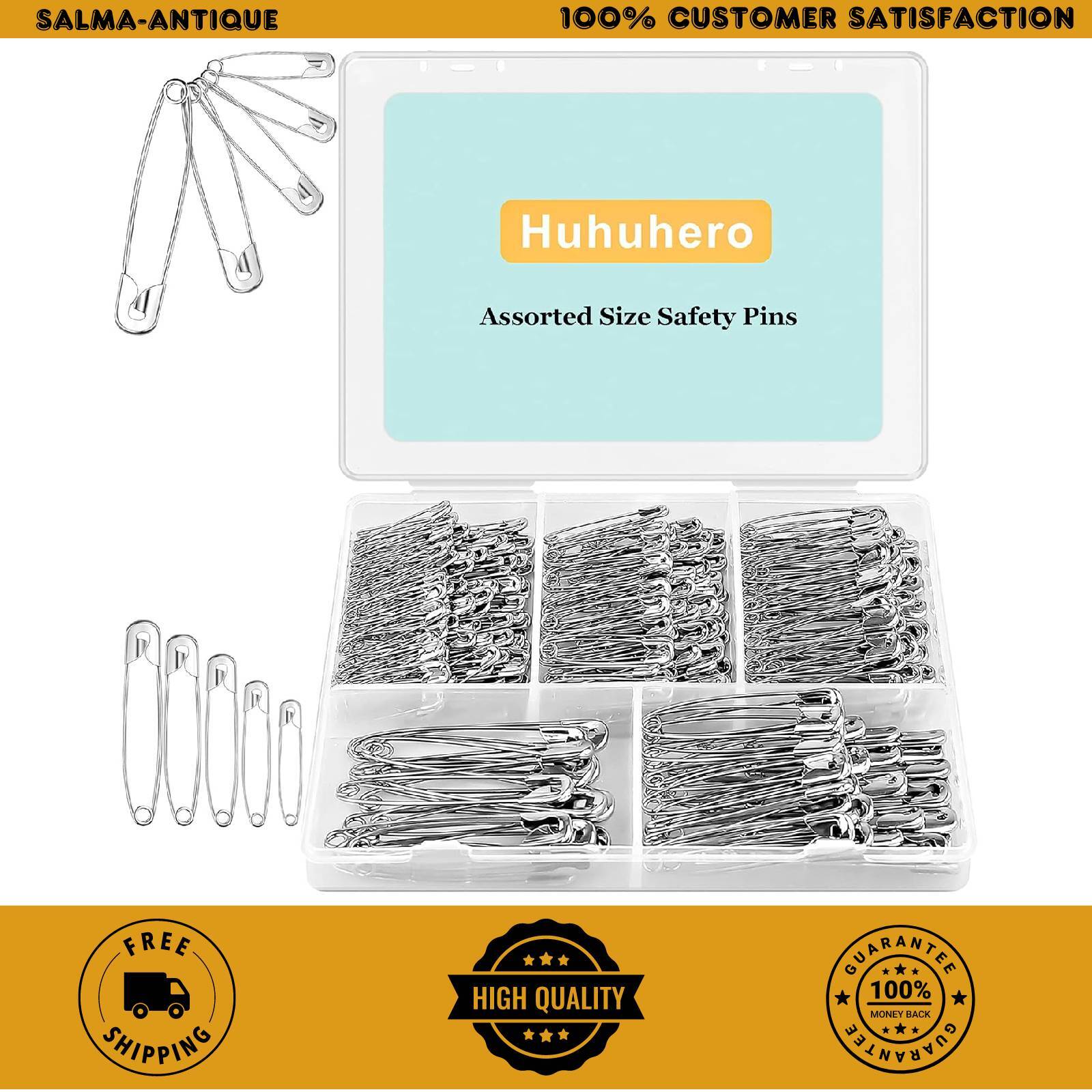 350 Pcs Safety Pins Assorted Sizes Safety Pins Set for Sewing Craft Cloth Large