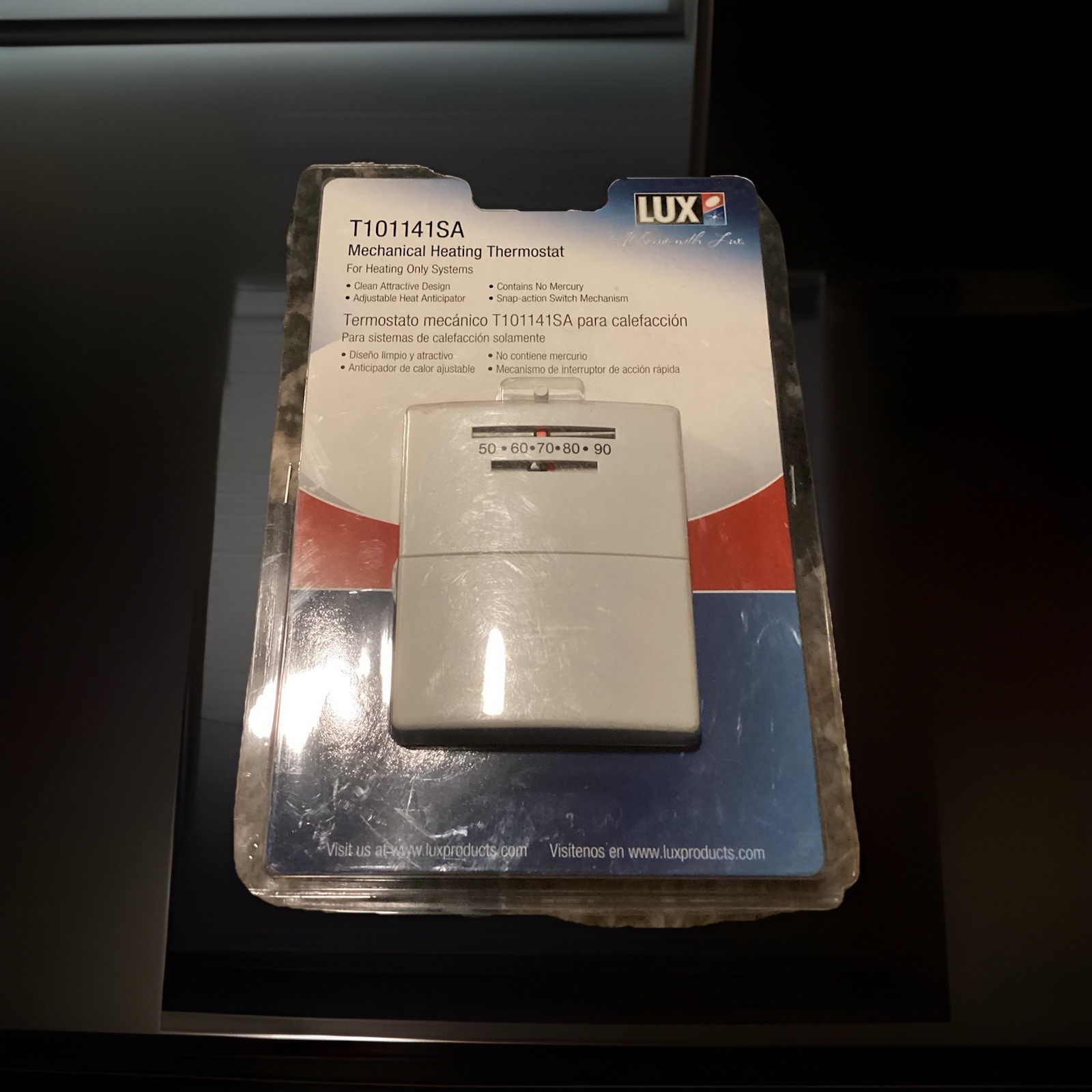 Lux Mechanical Heating Thermostat Dial Control Electric White Wall-Mounted