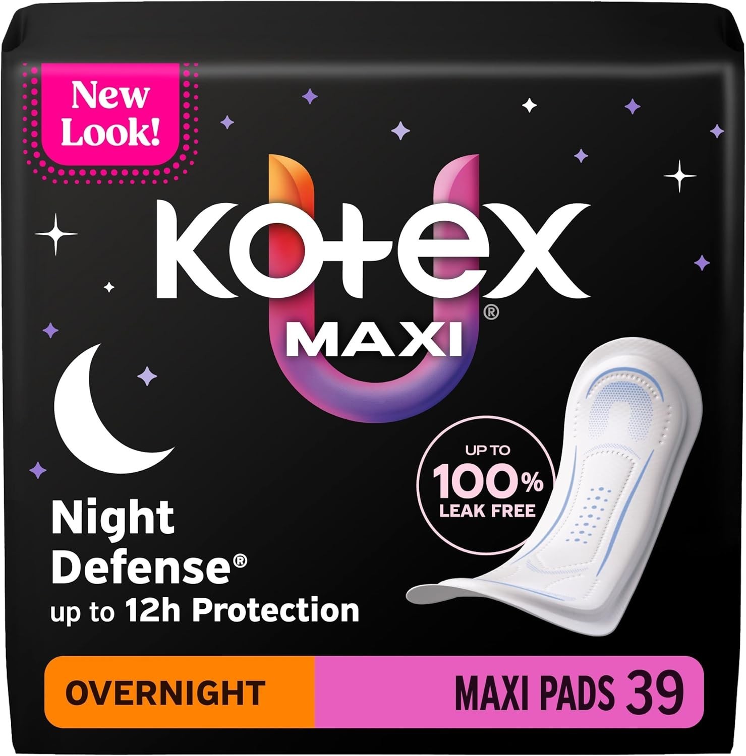 Kotex Overnight Maxi Pads 39 Count Heavy Flow Protection Feminine Care