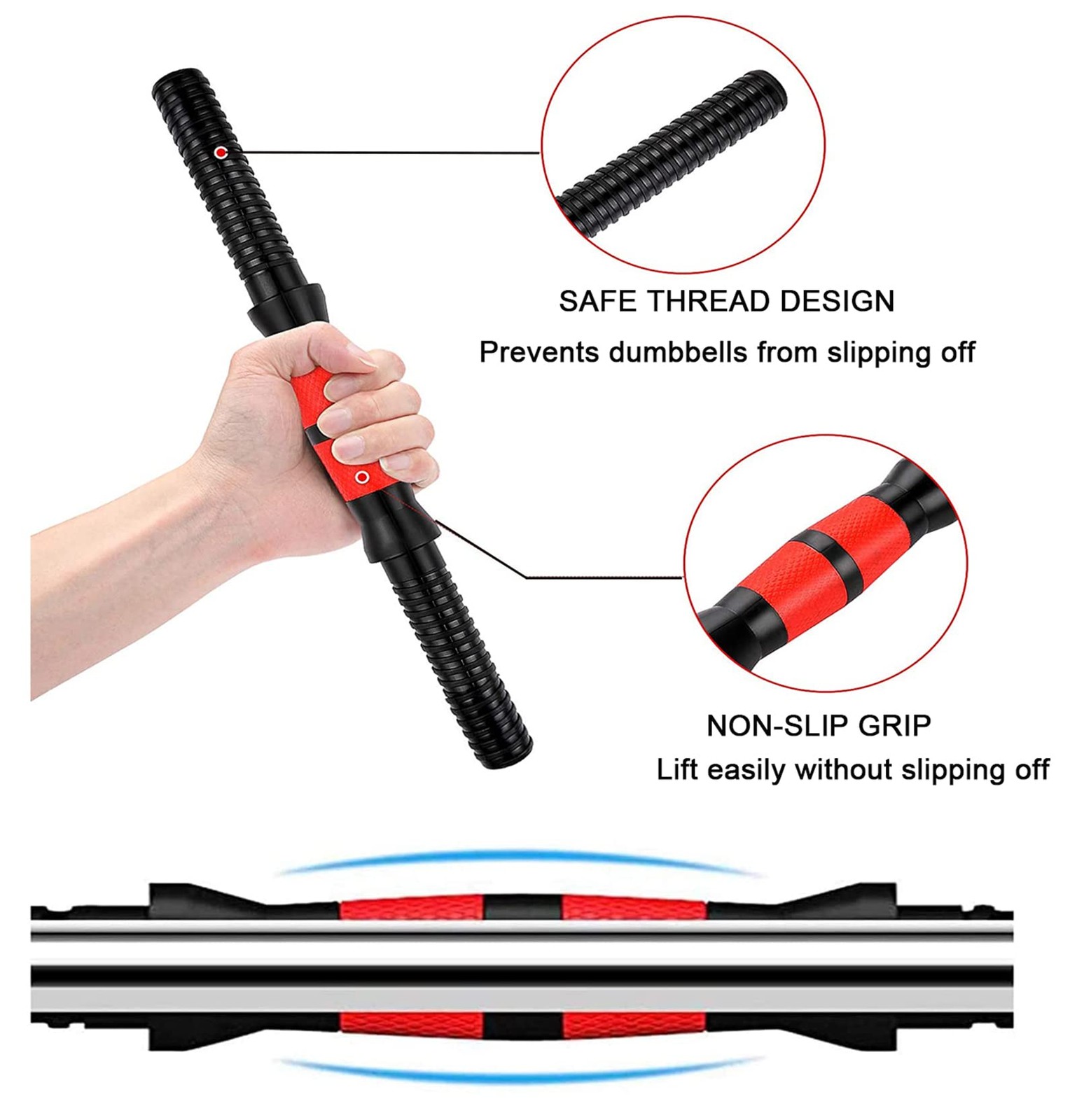 Dumbbell Bars Adjustable Weight Set Barbell Lifting - 2 x 40CM-3PCS