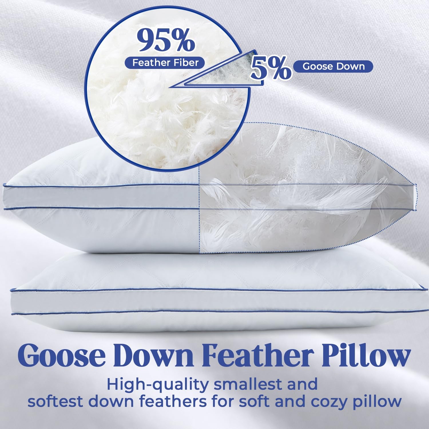 ® Flat Thin Pillows Standard Size Set of 2, Soft Polyester Fabric Bed Pillow ...