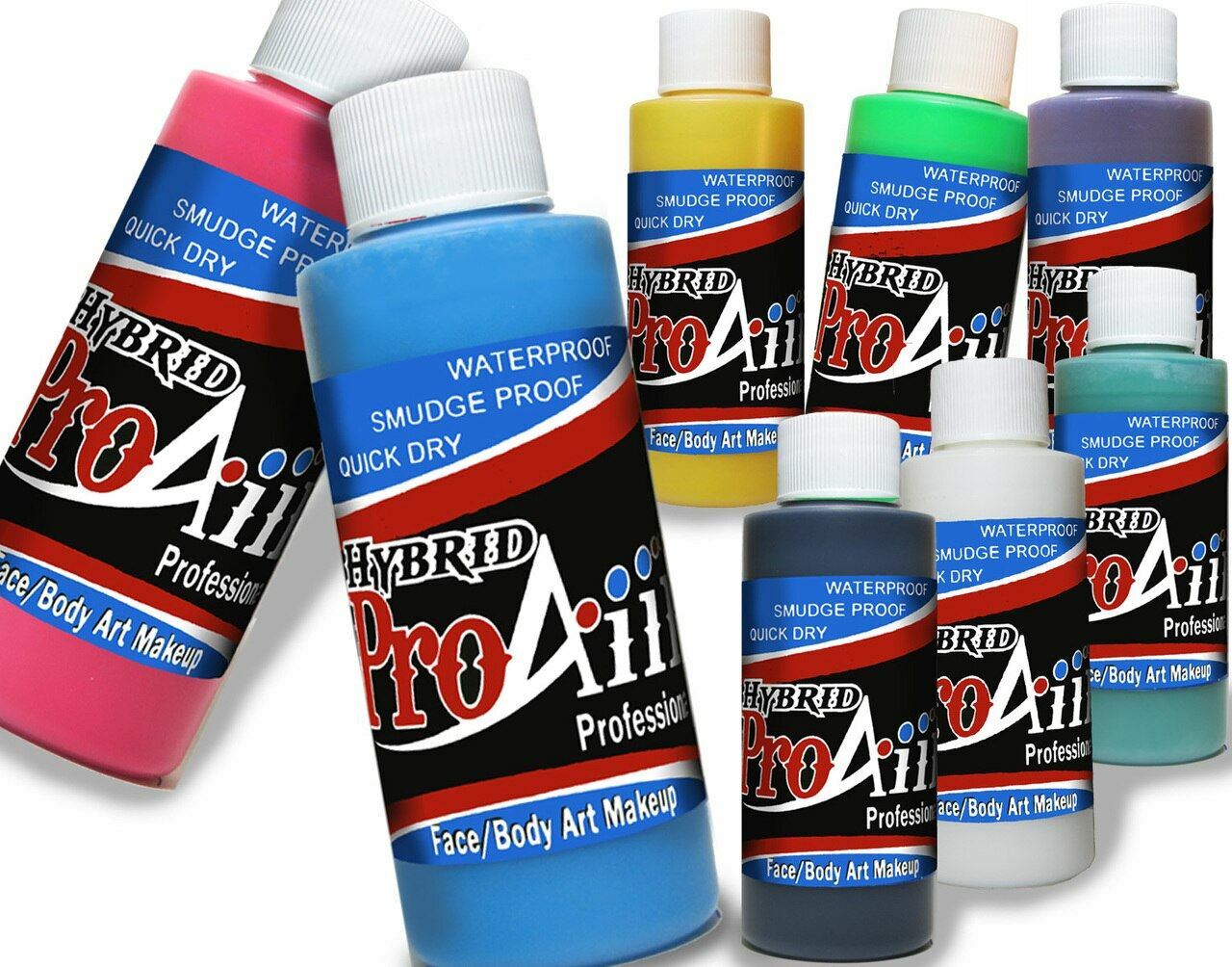 ProAiir Water Resistant Airbrush/Body Paint Makeup, 2oz Bottles