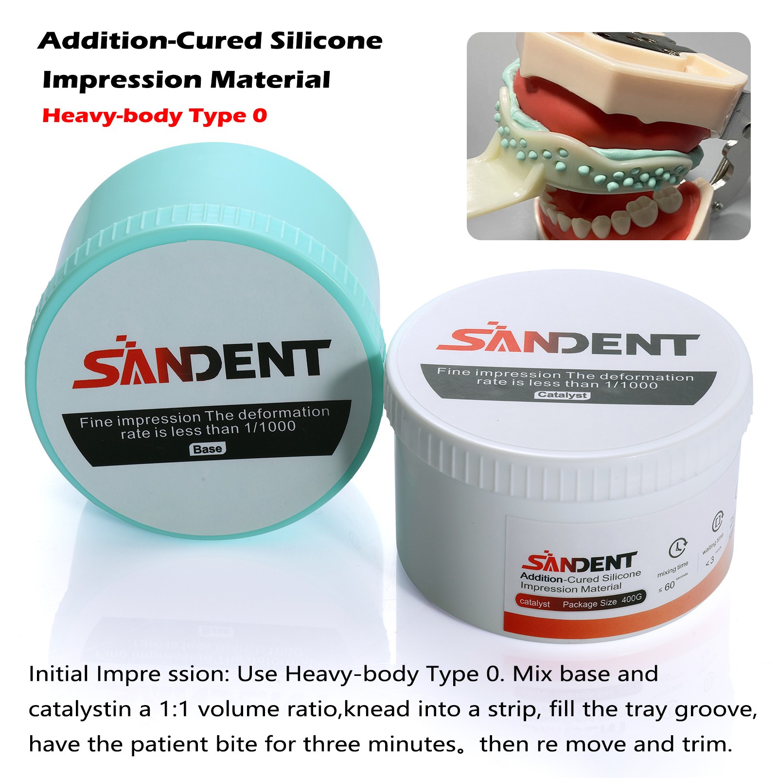 Dental Impression Material Putty Fast/Normal Set Base & Catalyst 400G*2