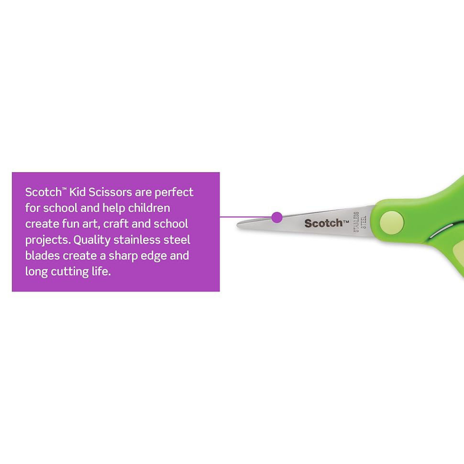 Scotch Kid Scissors [Pointed Tip]: 12-pack (Green) 1442P-12