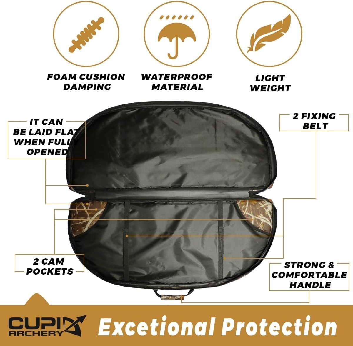 Compound Bow Case Soft Lightweight Bow Bag with Arrow Pocket Backpack Straps