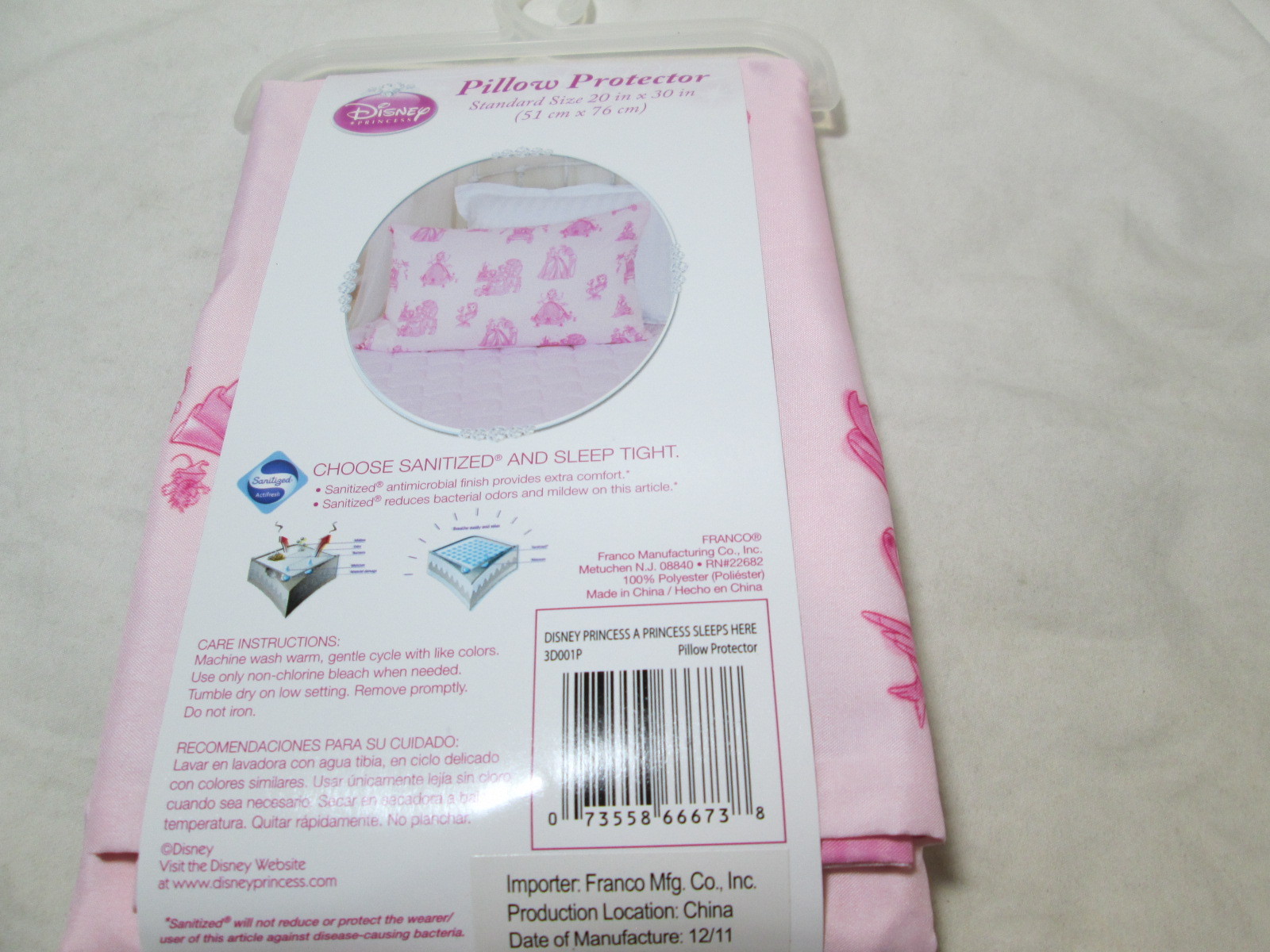 New Disney Princess A Princess Sleeps Here Pillow Protector Standard Size ~ Pink