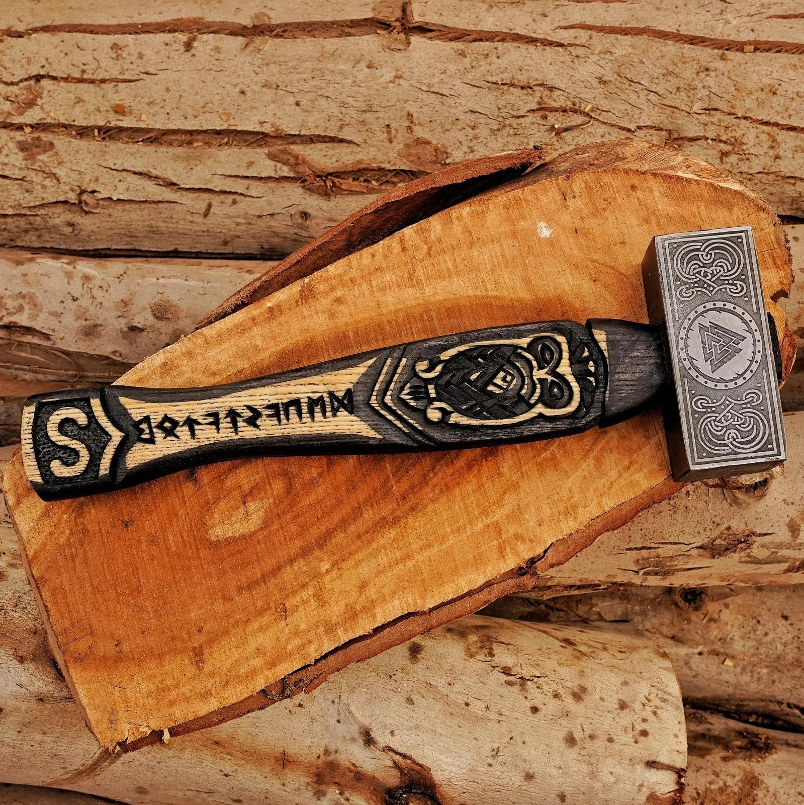 CUSTOM HANDMADE CARBON STEEL VIKING HAMMER, NORSE MJOLNIR HAMMER WITH SHEATH