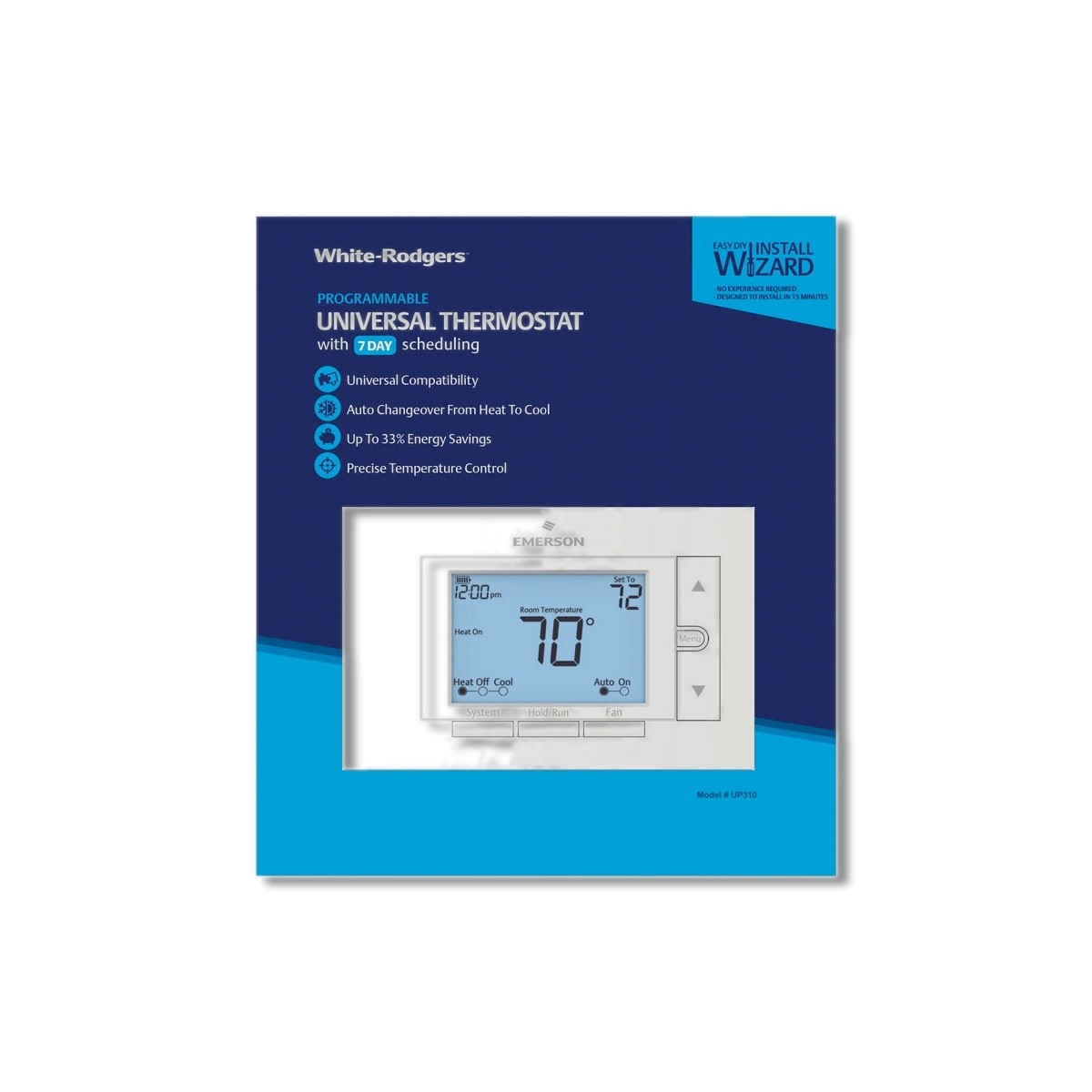 Emerson Heating and Cooling Push Buttons Programmable Thermostat UP310