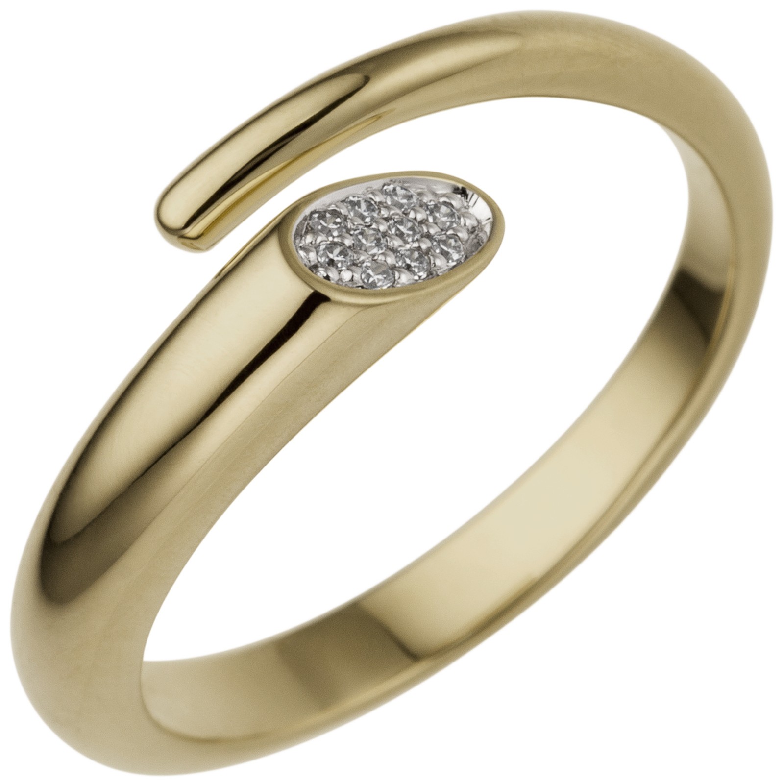 Jobo ladies' ring open 585 gold yellow gold 10 diamonds brilliant RW: 54