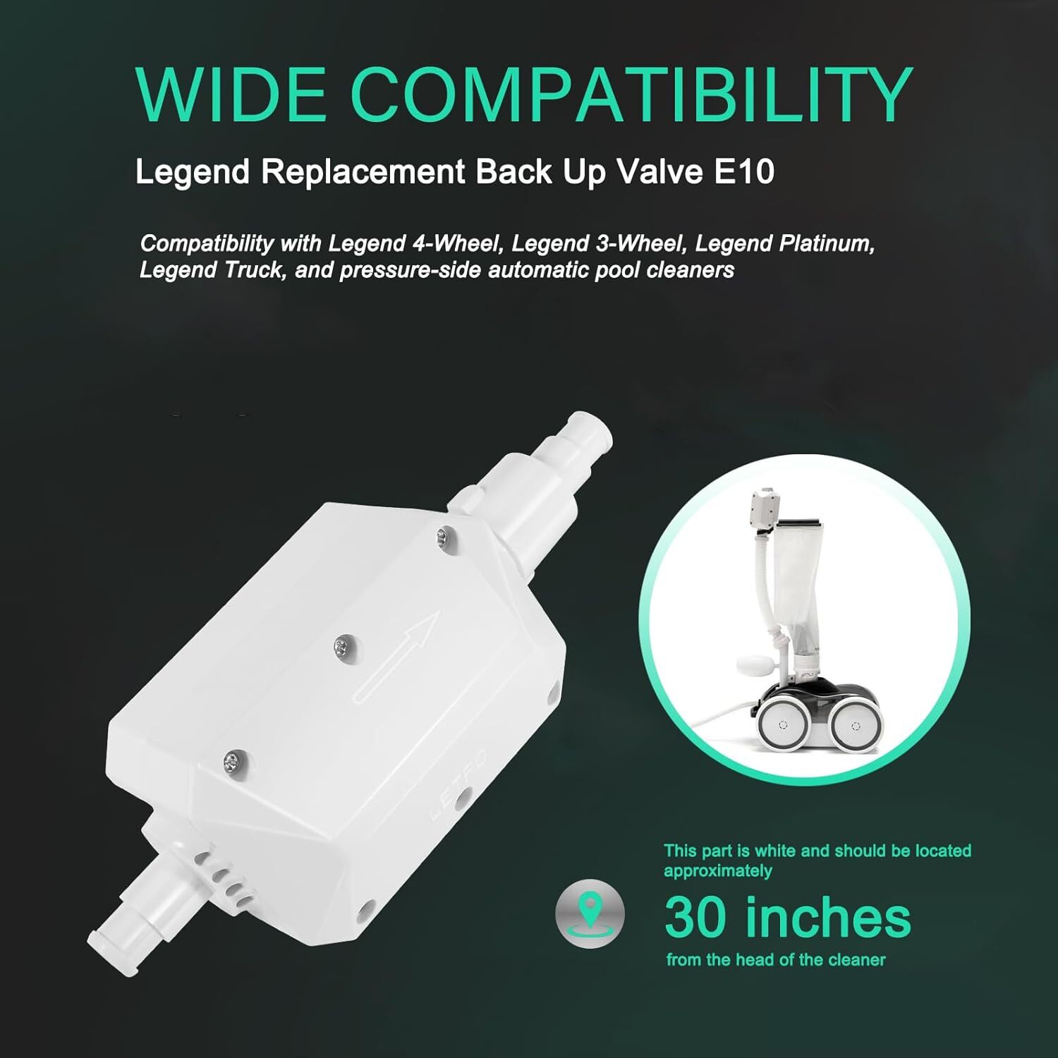 E10 White Back-Up Valve For Pentair Legend/Platinum Automatic Pool Cleaner