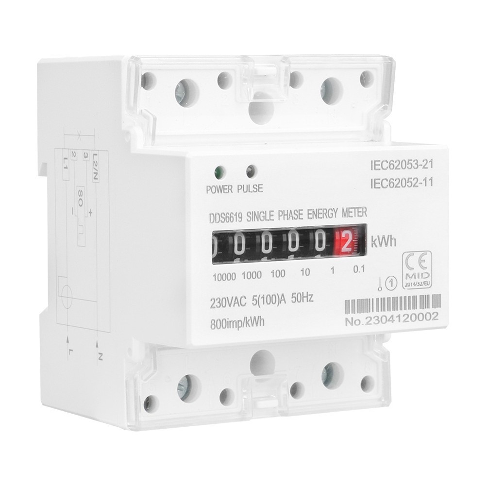 Din Rail Mounted Energy Meter 220V 100A with Enhanced Accuracy for Users