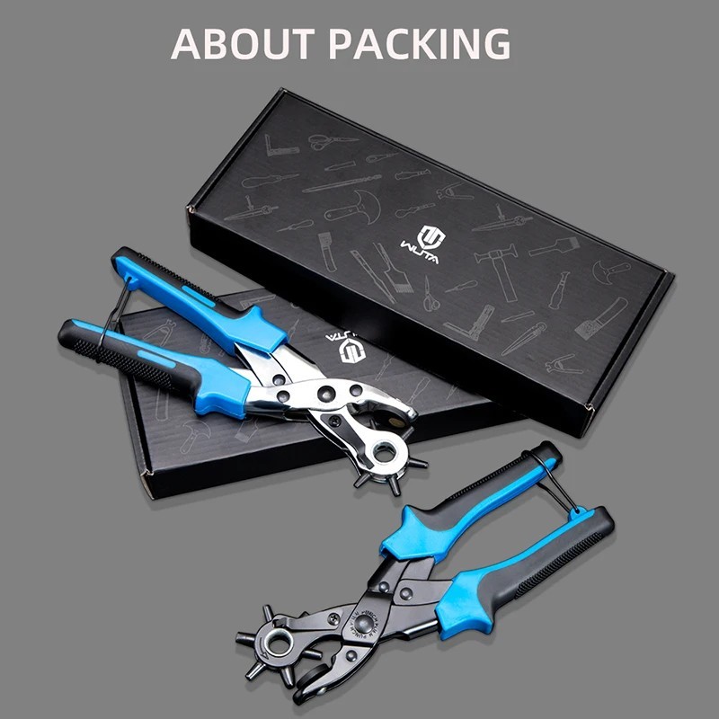 10" Heavy Duty Leather Hole Punch Pliers - 6 Sizes Belt Hole Puncher Tool