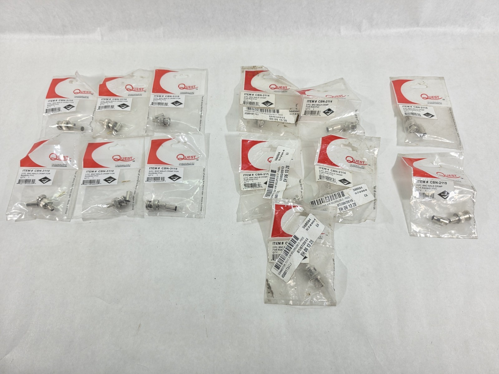Lot 13 Quest BNC Male Crimp Connectors CBN-3110 CBN-2114 RG6 New