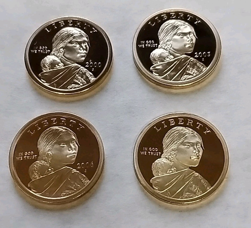 2000S 2005S 2006S 2009S Sacagawea Dollar Proof Coins - 4 Coin Lot - UNC