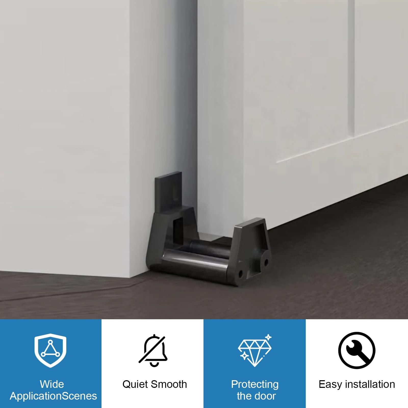 PWEOW Barn Sliding Door Floor Guide, Adjustable Wall Mount 1 Pack
