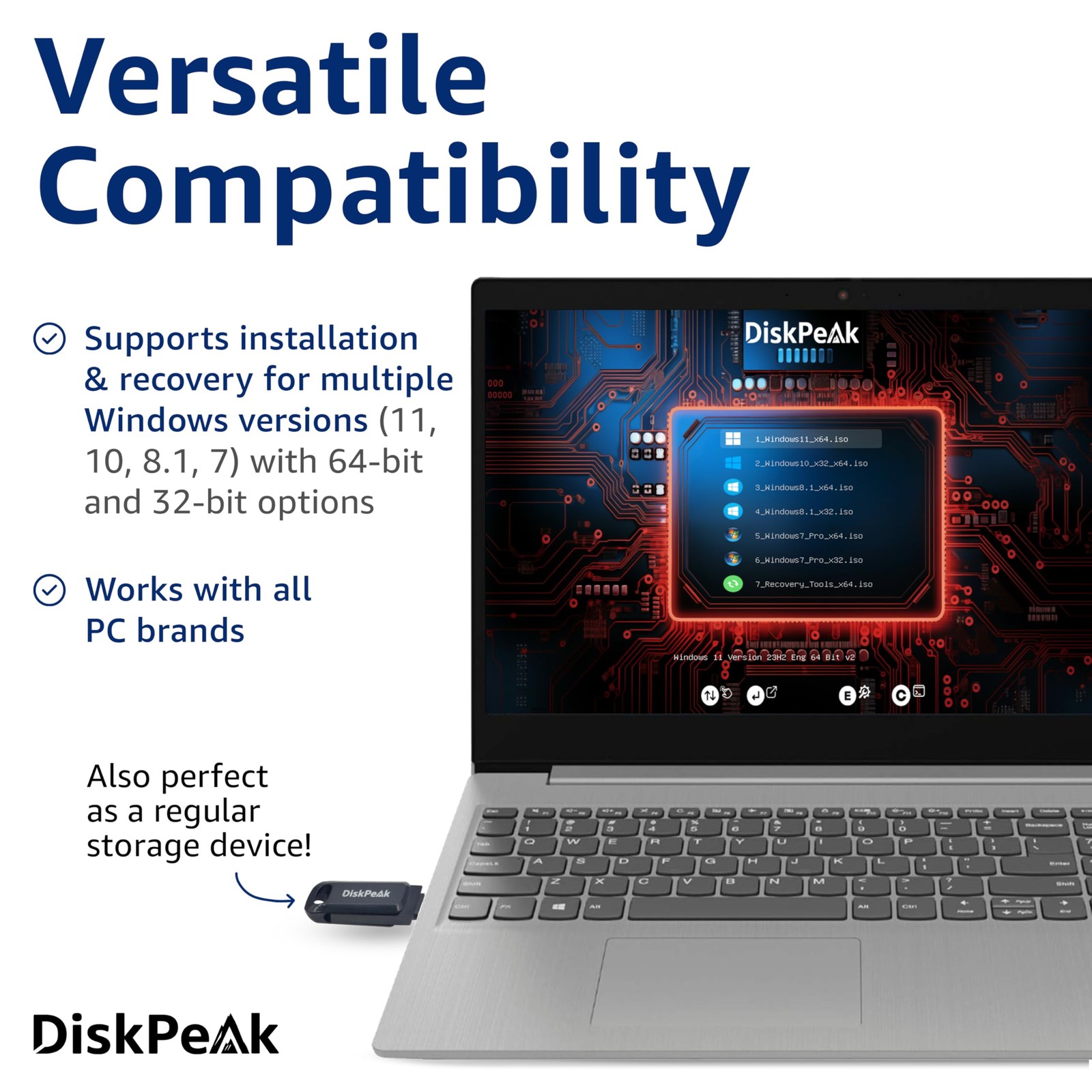 64GB Bootable USB Drive for Windows 11 & 10 - Clean Install, Upgrade, Reinstall