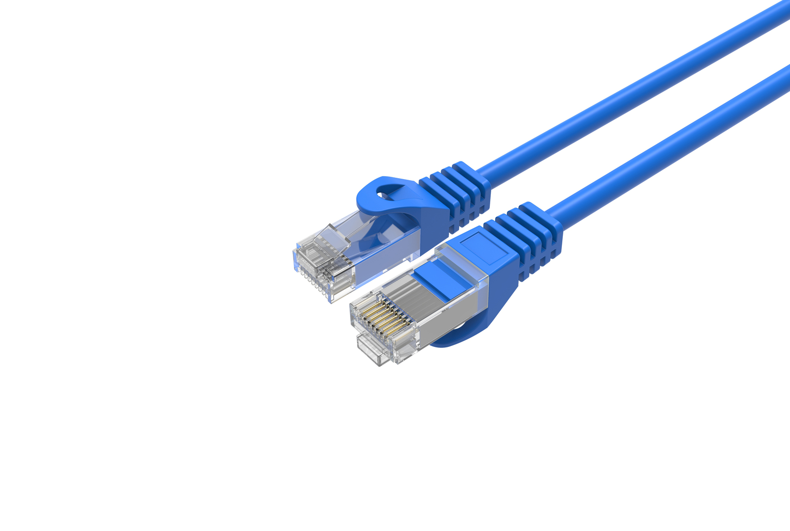 Cat6 Slim Patch Cable 28AWG Bare Copper RJ-45 Ethernet Cable 1ft Blue 50 Pack