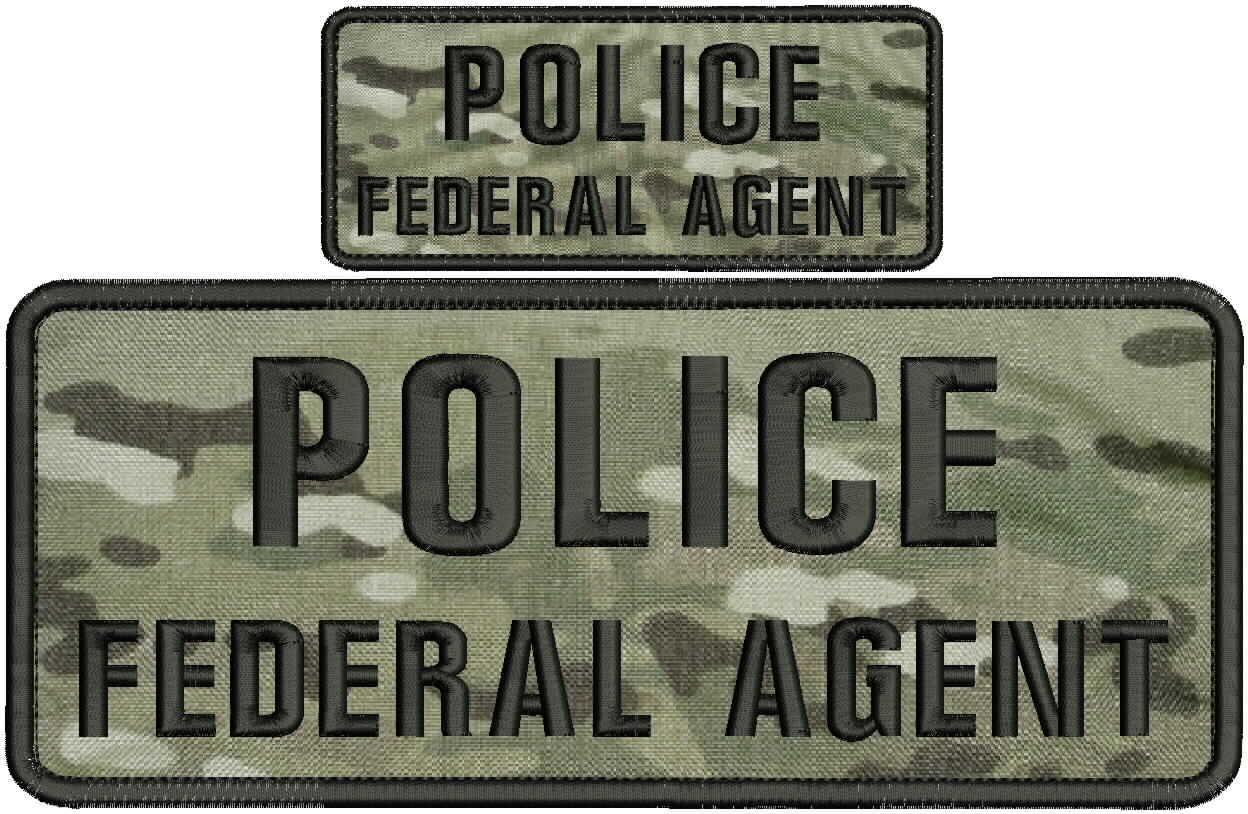 POLICE FEDERAL AGENT embroidery patch  4x10 and 2x5 hook MULTICAM