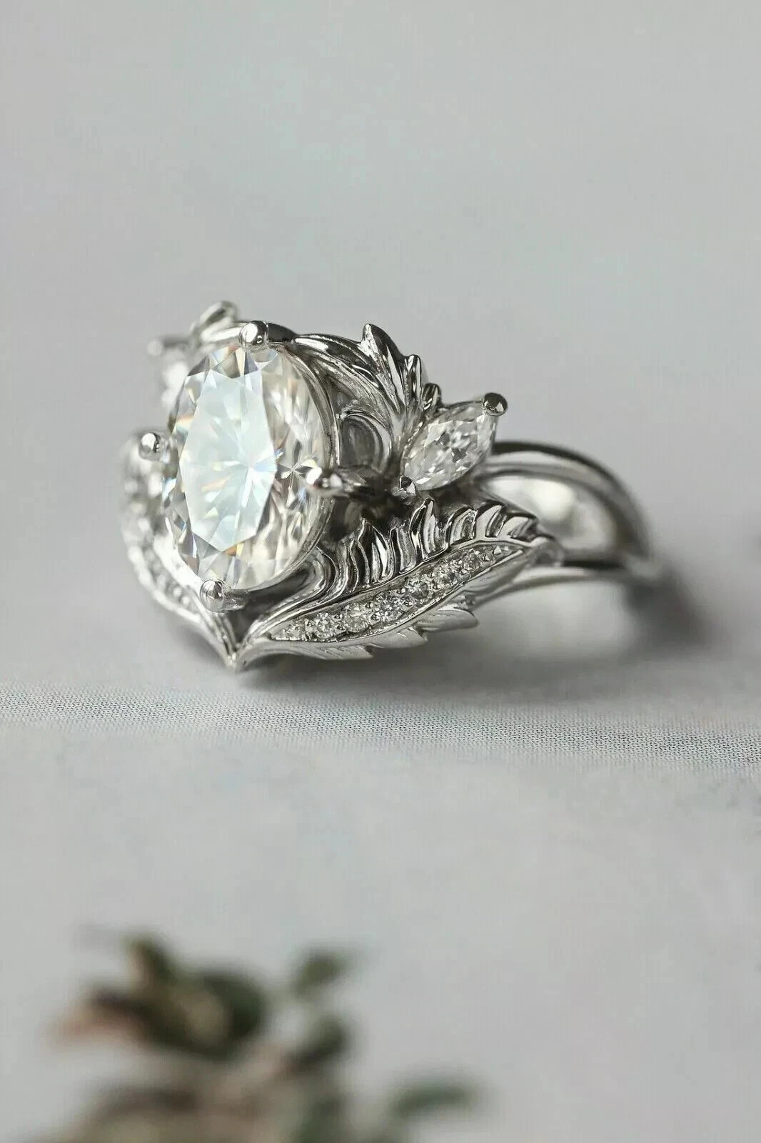 2Ct Lab-Created Round Cut Diamond Designer Wedding Ring 14K White Gold Finish