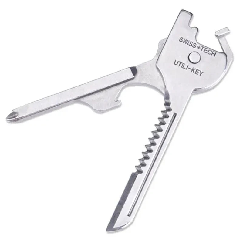 Swiss+Tech 6 In 1 Utili Multi Function Stainless Steel Key Tool Keychain Keyring
