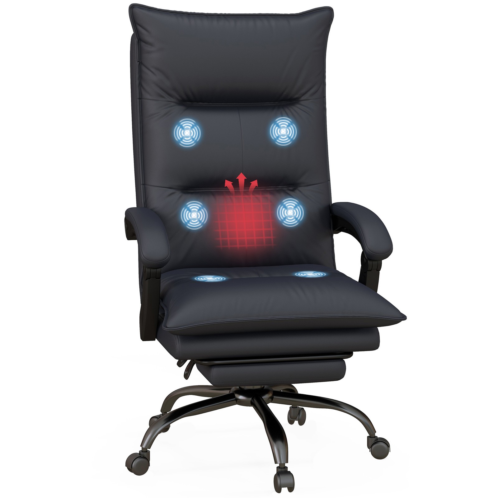 Gray Microfiber Office Chair with Massage Heat Footrest, Ergonomic Executive