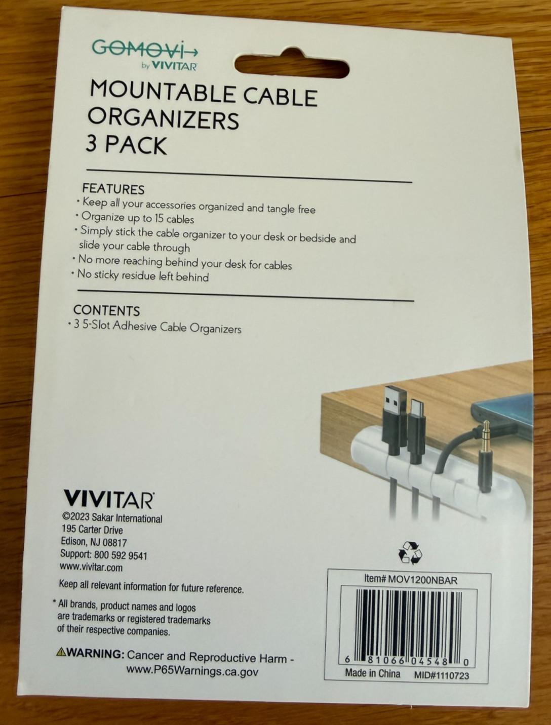 GOMOVI by VINTAR Mountable Cable Organizers 3 Pack. Brand New. Black