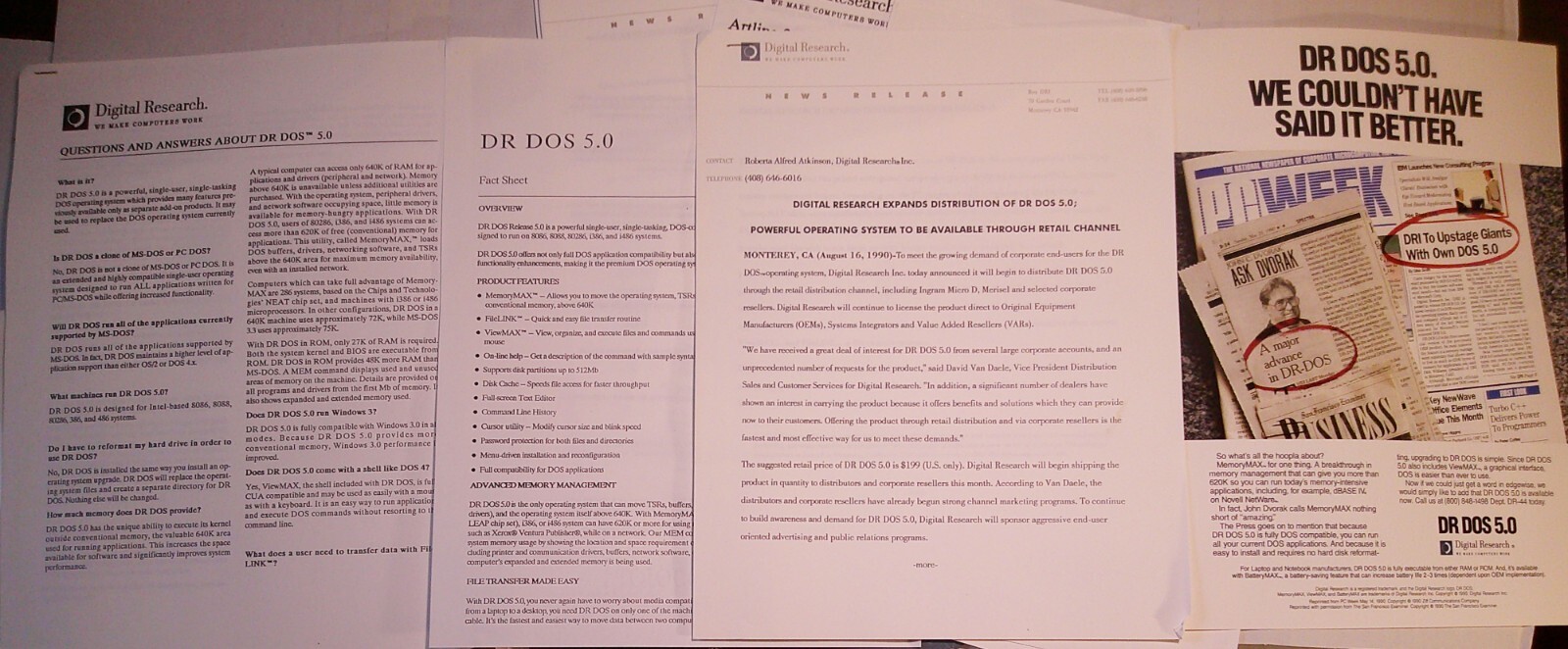 Digital Research Press Kit, 1990 - Artline, Dr. Dos & Presentation Team.