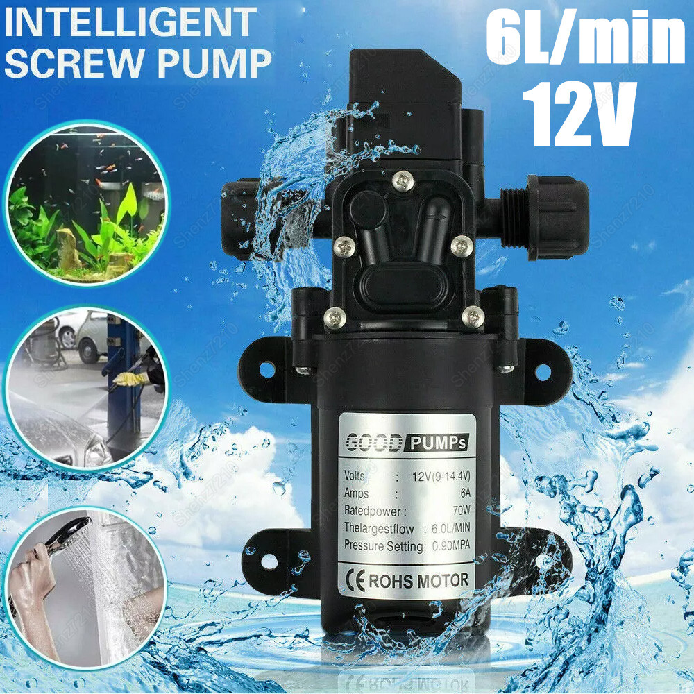 12V Water Pump 130PSI Self Priming Diaphragm High Pressure Automatic Switch 6L/m