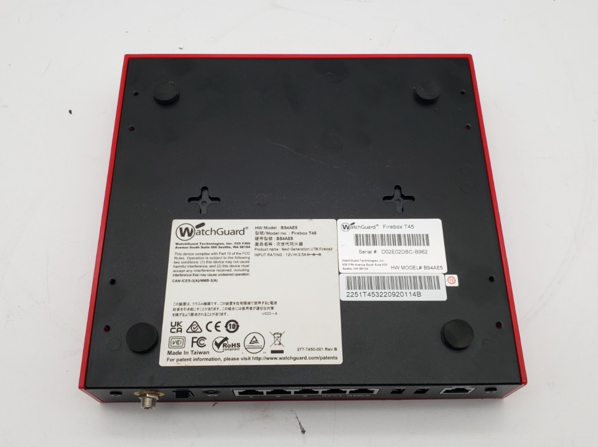 WatchGuard Firebox T45 | HW Model: BS4AE5 | See Description