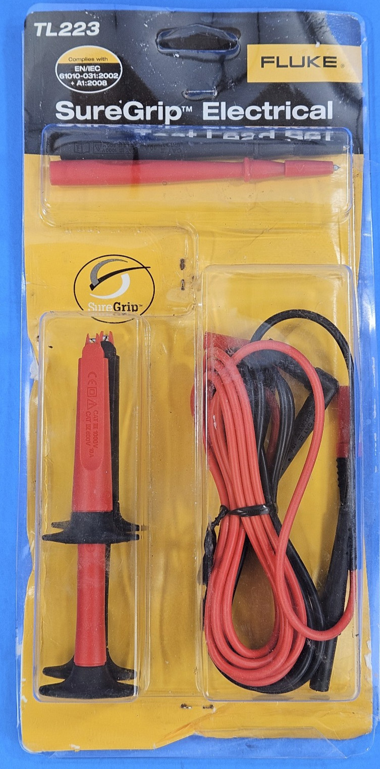 Fluke TL223 SureGrip Electrical Test Lead Set - AC220 AC285 TP1 TL224