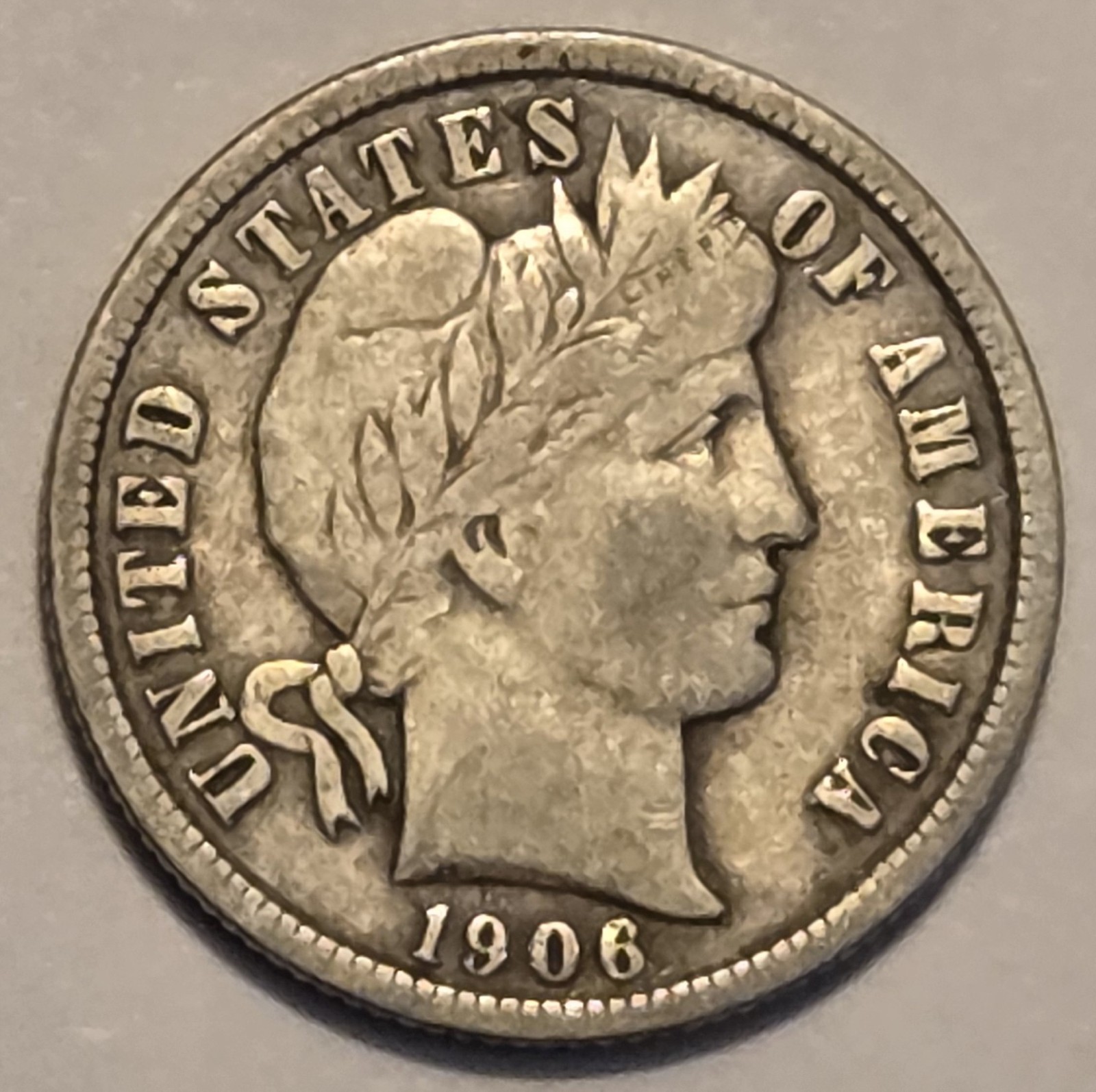 Nicer Low Mintage very fine++ 1906 P Barber Liberty Dime