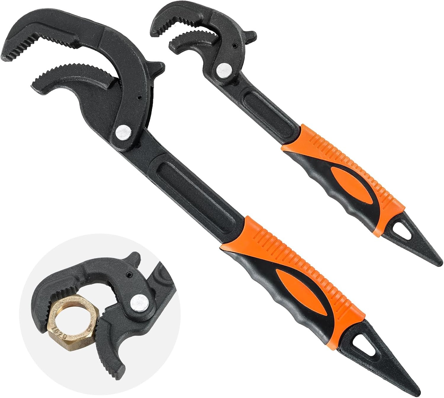 2PCS Pipe Wrench, Adjustable Wrench Multi-function Spanner, Heavy Duty Quick ...