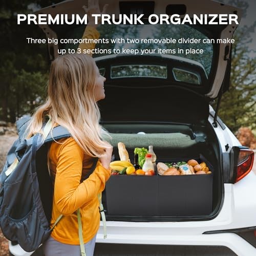 Car Trunk Organizer, Collapsible Trunk Organizer Sturdy SMALL 2 Compartments