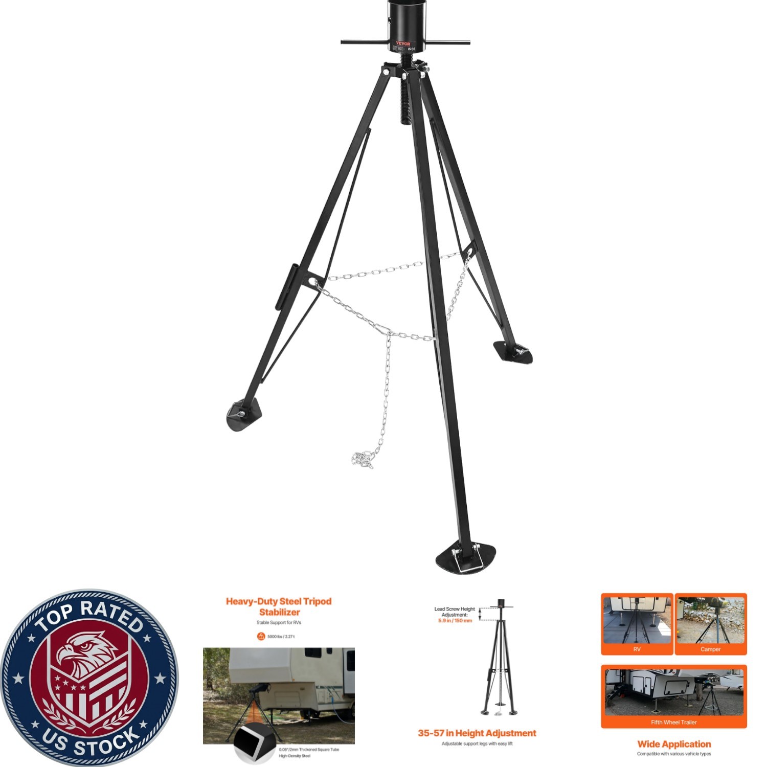 5th Wheel Stabilizer Jack: Durable Steel, 5000lbs Capacity & Folding Storage