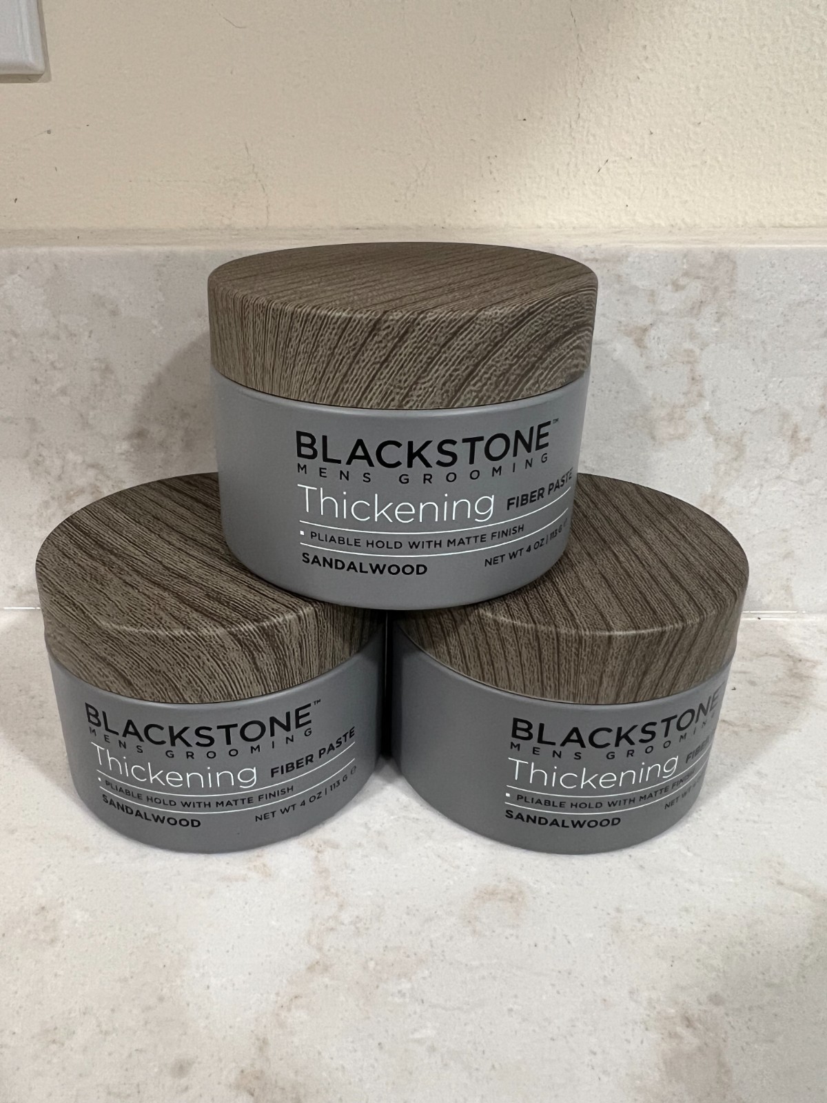 3 X BLACKSTONE Sandalwood Hair Thickening Fiber Paste 4 oz (113 g) New